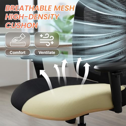 Image of BestOffice Big and Tall 500 lb Mesh Office Chair Ergonomic High Back Desk Chair with Lumbar Support and Extra-Wide Seat for Home Office, Black