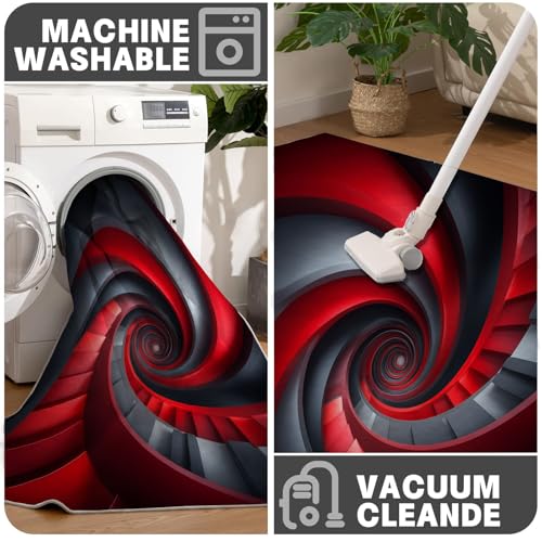 Tapis géométrique rouge 3D avec base antidérapante de 60cm - 8