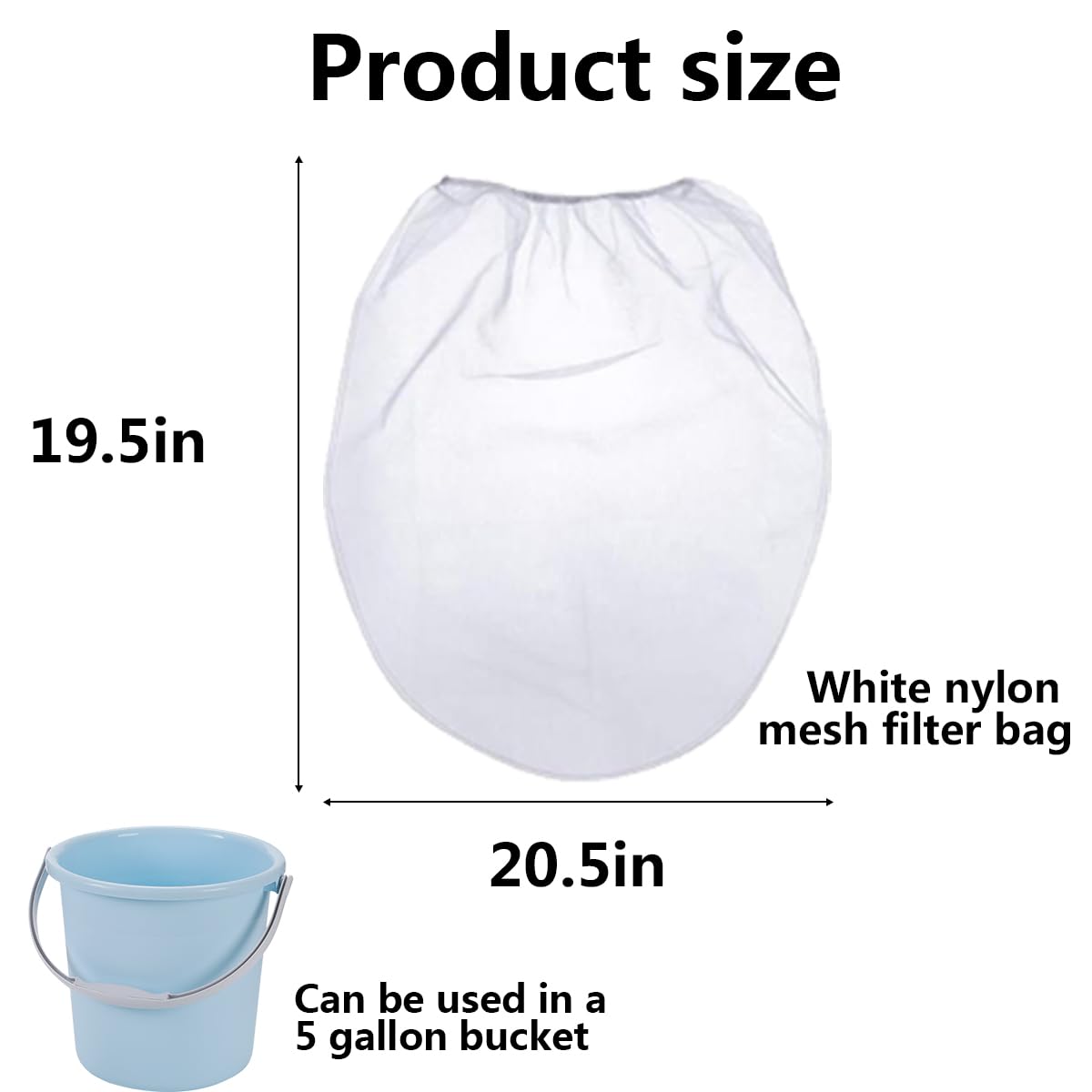 Voittozege 25 Pack Mesh Paint Strainer Bags, 5 Gallon Elastic Top Paint Strainer Bags Filters Bucket with Elastic Top Opening Hydroponic Paint Filter Bag for Hydroponics Painting Gardening