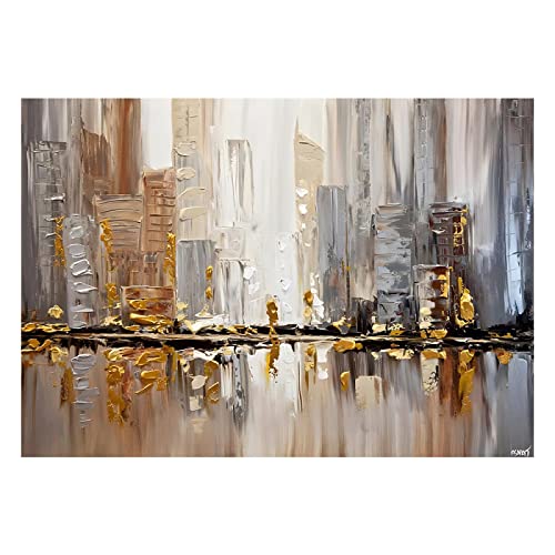 Peinture jaune abstraite grand format 80x150 toile cadre intérieur