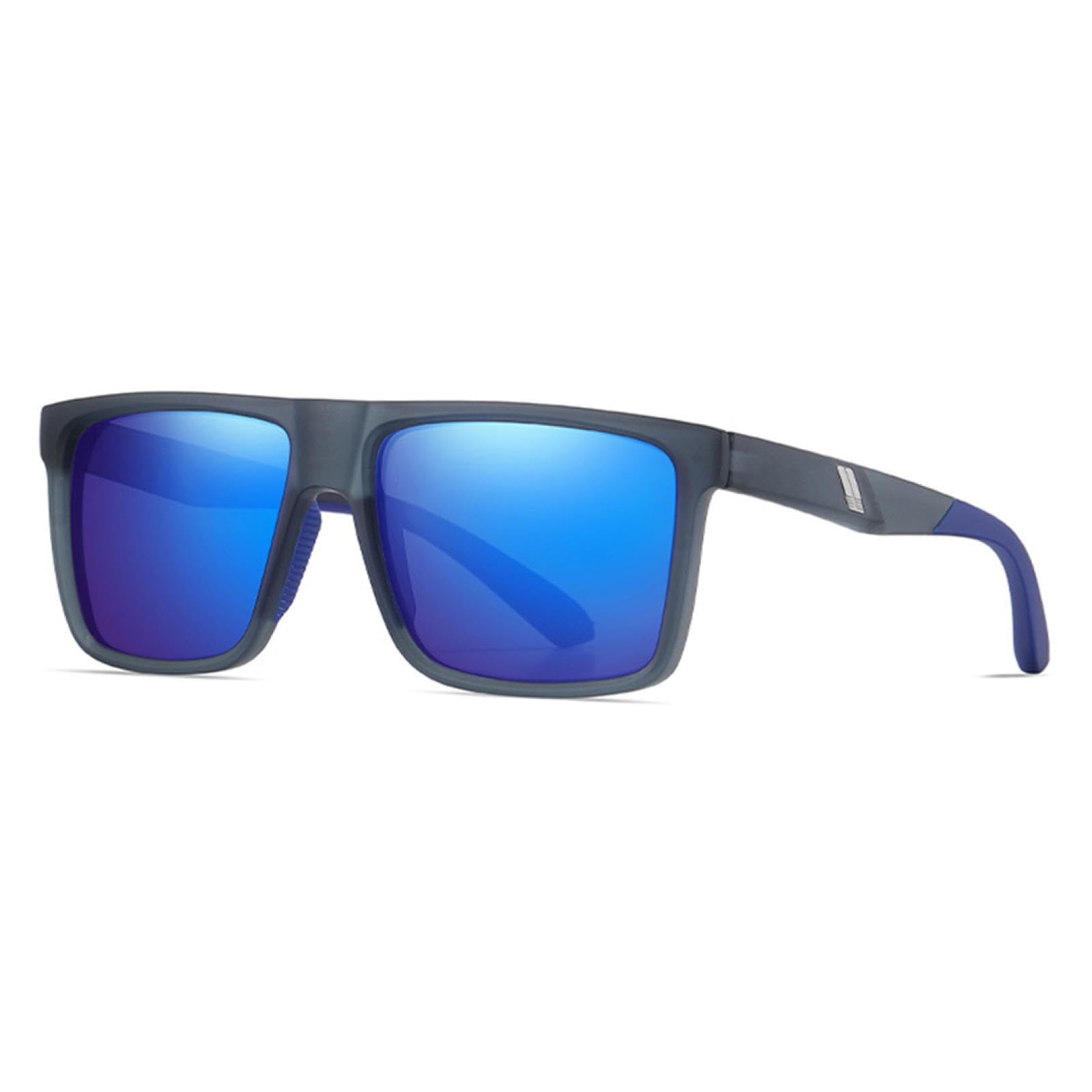 Gafas de sol con montura masculina, de moda, color marrón y azul, polarizadas, para hombre, con protección UV400