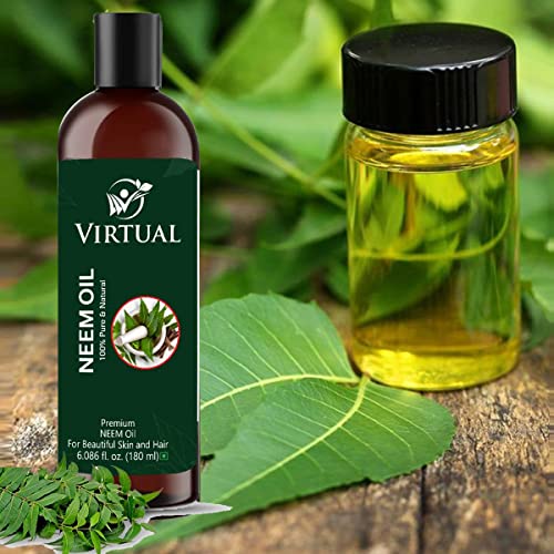 Image of VIRTUAL Pure & Natural Neem Oil For Skin, Face and Hair Care (180 ml)