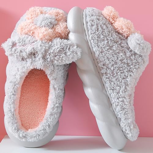 Women's Slippers Adult Warm Plush Flowers Non-Slip Home Platform Winter Cotton House Shoes Women Fuzzy Memory Foam Cushioned Comfy Fleece Slipper Indoor Outdoor Bedroom Cozy Slippers2