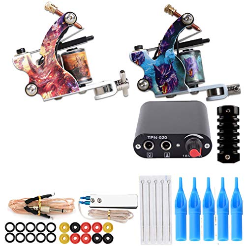 Tatuaje kits completos 2 la máquina del tatuaje para el revestimiento de sombreado con fuente de alimentación agujas Consejos Grips para profesionales del artista del tatuaje