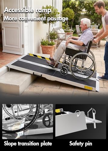 Image of 6FT Portable Wheelchair Ramp, Folding Non-Slip Aluminum Ramp for Home