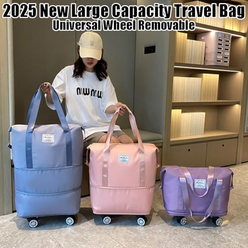 Beente Travel Bag with Wheels, Kulken Travel Bag, 2025 New Large Capacity, Foldie Expandable - Lightweight Carry (Light Grey)2