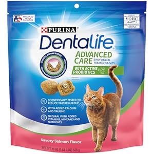 Purina DentaLife Made in USA Facilities Cat Dental Treats, Savory Salmon Flavor – 19 oz. Bag