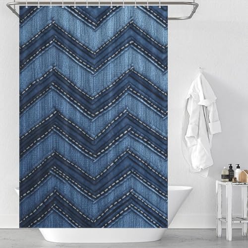 Rideau de douche pour petite baignoire tissu bleu dégradé imperméable - 4