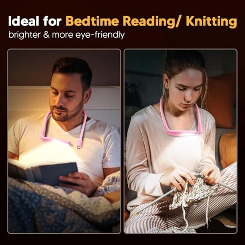 Image of Back to School Gifts Reading Light: 3 Colors Rectangular Floodlight & Round Spotlight Neck Light for Reading Knitting Crochet, Book Light College Dorm Room Essentials Book Lovers Gifts for Teen Girls