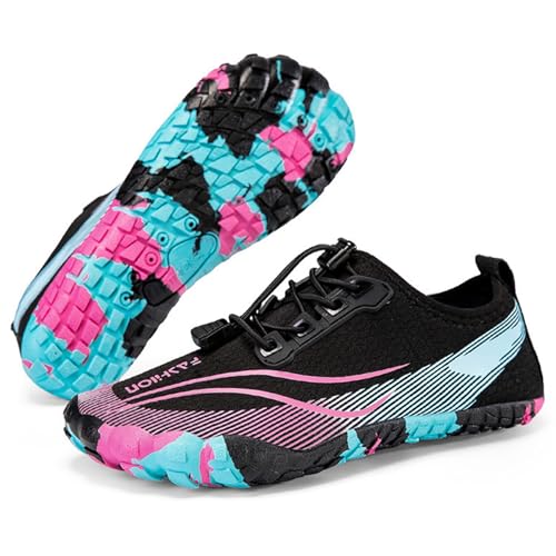 Wizeny Zapatos de acuáticos Hombres Zapatos de Descalzos Playa Secado rápido Transpirable para Yoga, Ejercicio, Deporte y Caminata,Negro,42 EU
