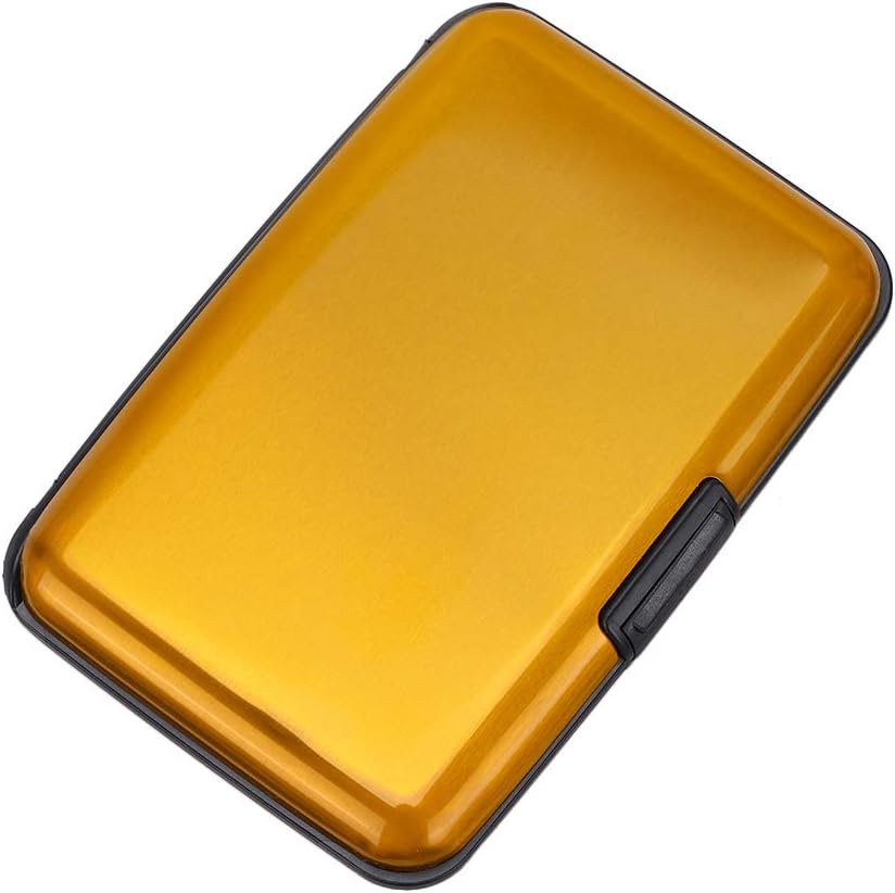 Elfish RFID Blocking Credit Card Protector Aluminum ID Case Hard Shell Business Card Holders Metal Wallet for Men or Women (Aluminum, Gold)