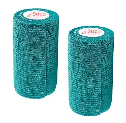 Image of Vet Wrap Tape (Hunter Green) (2 Pack) (4 Inch x 15 feet) Self Adhesive Adherent Adhering Cohesive Flex Self Stick Bandage Grip Roll Dog Cat Pet Horse