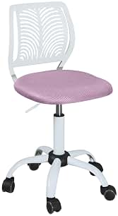 Kayelles Silla Oficina niños - Junior, Altura Ajustable, Asiento de Malla Textil Transpirable Acolchado, Giratorio 360° SAWI (Blanco y Rosa)