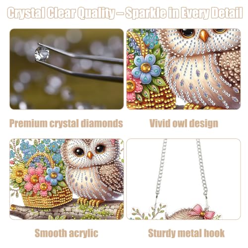 Zamety Diamond Painting Animals sowa zawieszka z łańcuszkiem