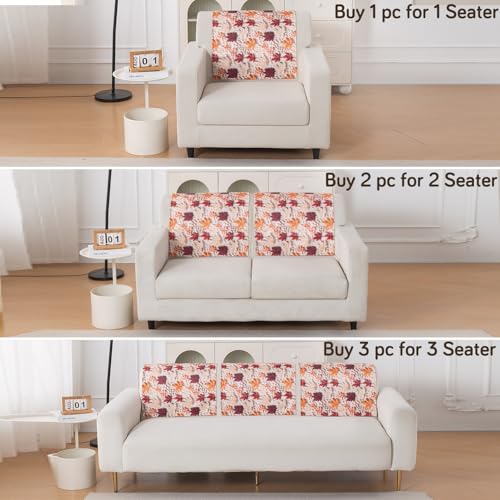 Image of HOKIPO 'Nature Muse' 1 PC Backrest Mat for Sofa Cover | Premium HD Printed Holland Velvet Mat, Autumn Maple (IN-922-L-D1)