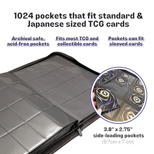 Premium Silly Bear Emporium Lorcana Card Back Themed 1024 Side-Loading Pocket Binder for TCG Trading Cards | Compatible with Lorcana, Yugioh, One Piece, Pokemon, Magic (16 Pockets - Black)