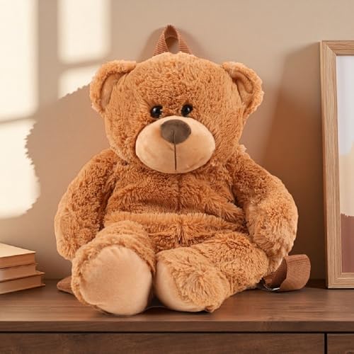 Image of Women Animal Teddy Bear Plush Backpack with Adjustable Straps (brown Bear)
