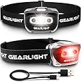 GearLight USB Rechargeable Headlamp Flashlight - S500 Running, Camping, and Outdoor LED Headlight Camping Headlamps - Head Lamp Light for Adults, Kids, Emergency Gear [2 Pack]