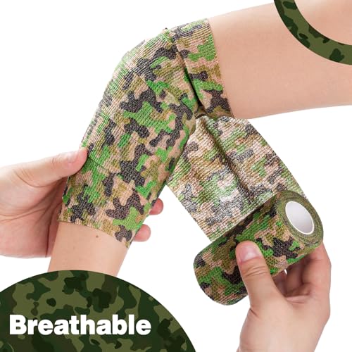 Image of AZEN 9 Pack Camo Self Adhesive Bandage Wrap, 4 inch X 5 Yards Elastic Cohesive Bandage Wrap, Athletic Tape, Tattoo Tape Wrap, Vet Wrap, Ankle Tape (Camo)