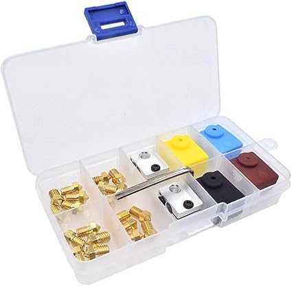 review V6 / MK8 1.75mm Nozzle+Heat Block+ Silicone Socks, for A8 CR-10 Ender 3 3D Printer Extruder Print Head Parts kit (Color : V6 kit)