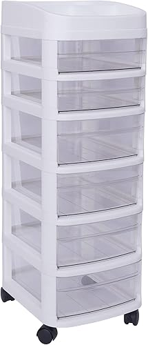 Miniatura 9 de Carrito de almacenamiento con ruedas de 6 cajones color blanco transparente carrito de utilidad móvil carrito organizador de almacenamiento