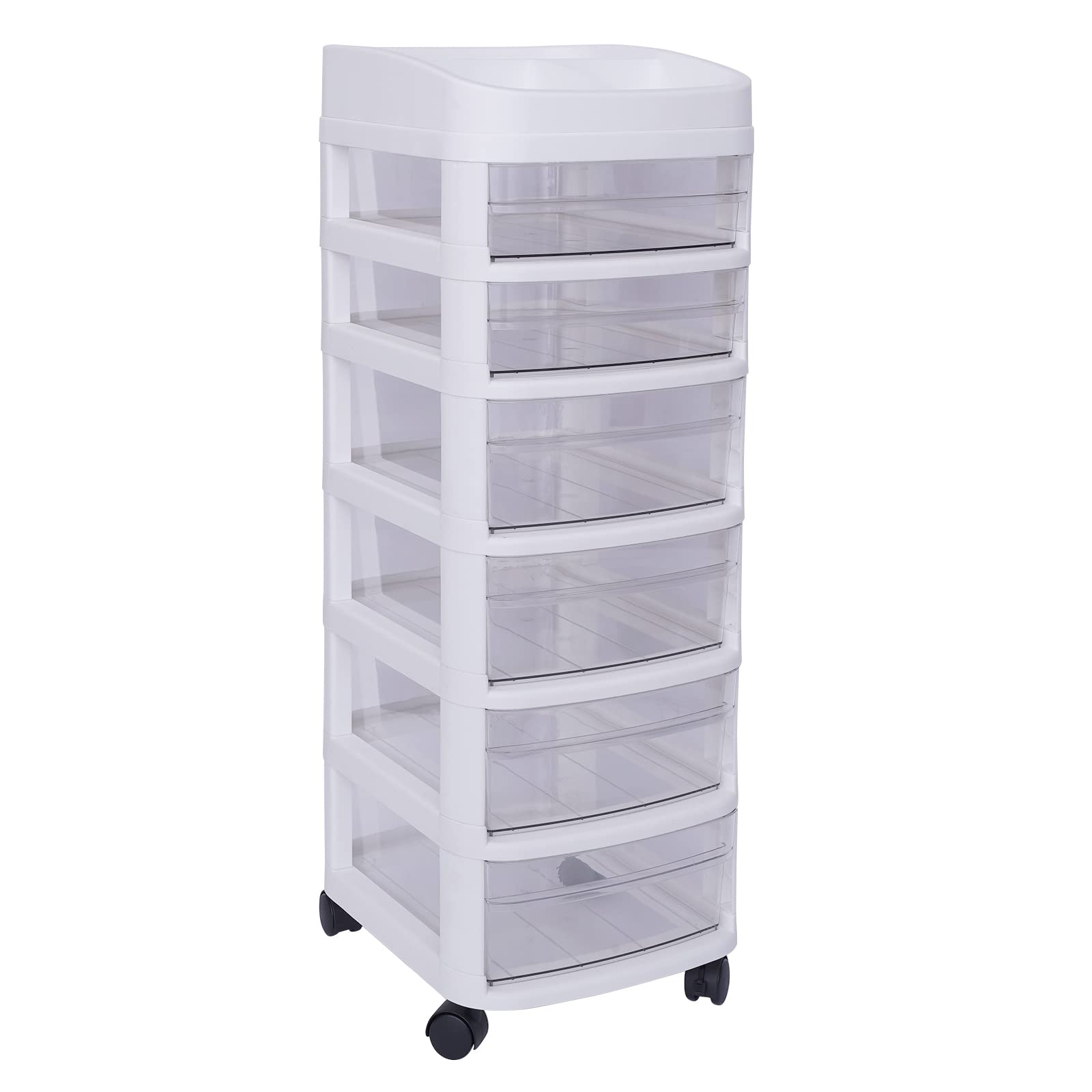Storage Cart with 6 Plastic Drawers, 34.2 x 14.1 x 11.8In Rolling Storage Cart, Drawer Cart Storage Organizer Tower on 4 Wheels Craft Storage