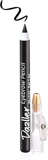 Dazller Eyebrow Pencil, 1.5g, Black, 1, Eyebrow Pencil with Creamy Wax Formula, Earthen Pigments, Long-lasting Stay up to 8 Hours, Vegan & Cruelty-free