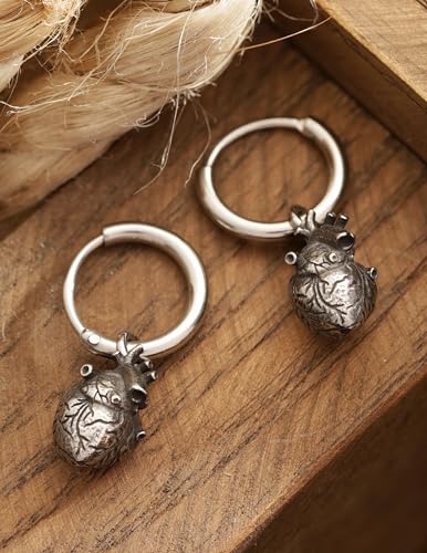 Pendientes corazón anatómico góticos para hombre mujer 2