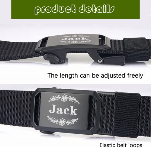 xrlsg Custom Belts with Laser-Engraved Text Personalized Slide Ratchet Web Belt Adjustable Nylon Double-sided for Men4