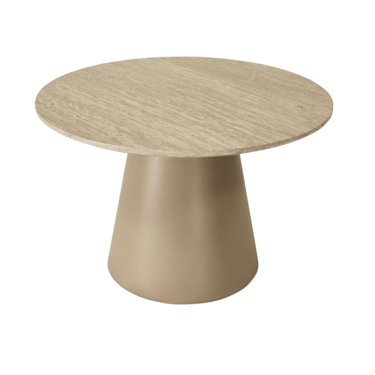 Furnhouse Tango Table basse ronde aspect travertin, beige, MDF, Ø 60 x 40 cm, design scandinave