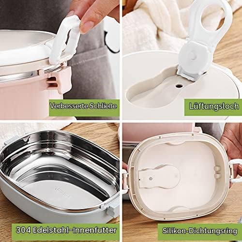 Boxen, Wärmeisolierte Mittagessenbehälter für Warme Speisen, Edelstahl-isolierte Thermische Lebensmittelbehälter, Zubehör für Tragbare Mittagessen-Boxen (Doppelschicht)