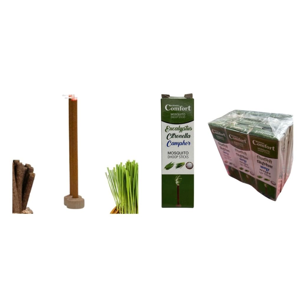 Nirmal Comfort Mosquito Dhoop Sticks | 120 Sticks | Mosquito Repellent | Citronella, Eucalyptus & Camphor Dhoop Sticks| 12 Boxes, 10 Sticks/Box, MRP₹180 | 1 Box MRP₹15 |-image-45