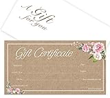 Blank Gift Certificates 25set - Rose Kraft - Comes with Free matching Envelopes - Small Business, Spa, Makeup,Hair Beauty Salon,Restaurant,Wedding Bridal,Baby Shower,Holiday,Christmas,Birthday