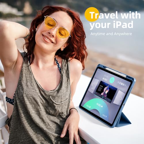 Akkerds Compatible for iPad Air 13 Inch Case (M4/M3/M2) 2026/2025/2024 with Pencil Holder, Trifold Stand Protective Cover/Soft TPU Back for iPad Air 13 Case, Supports Touch ID,Auto Wake/Sleep,Bluemist by Akkerds - Image 3