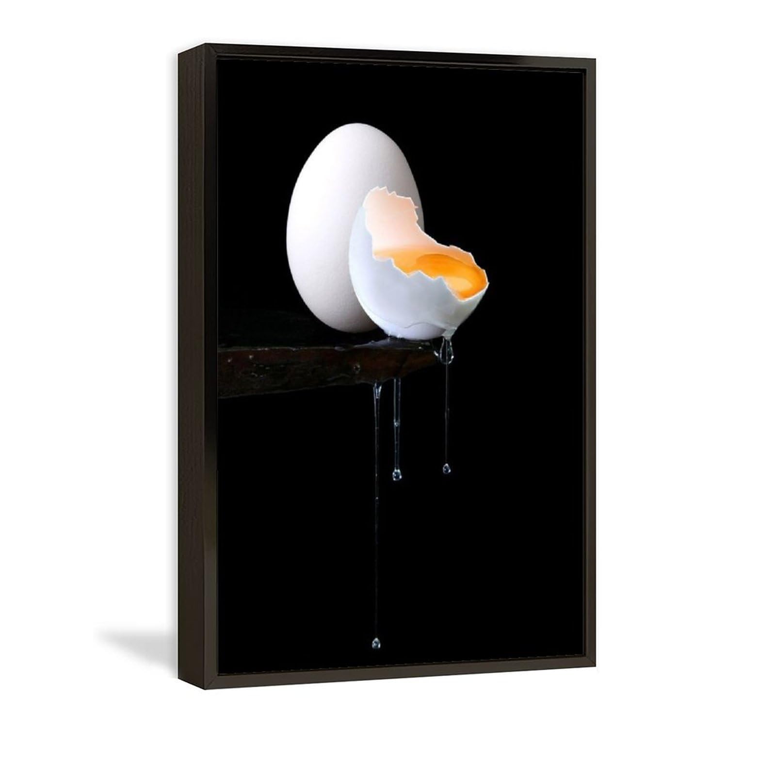 Amazon.co.jp: 絵画 黒い背景に卵と生の卵黄タンパク質インテリア 絵画