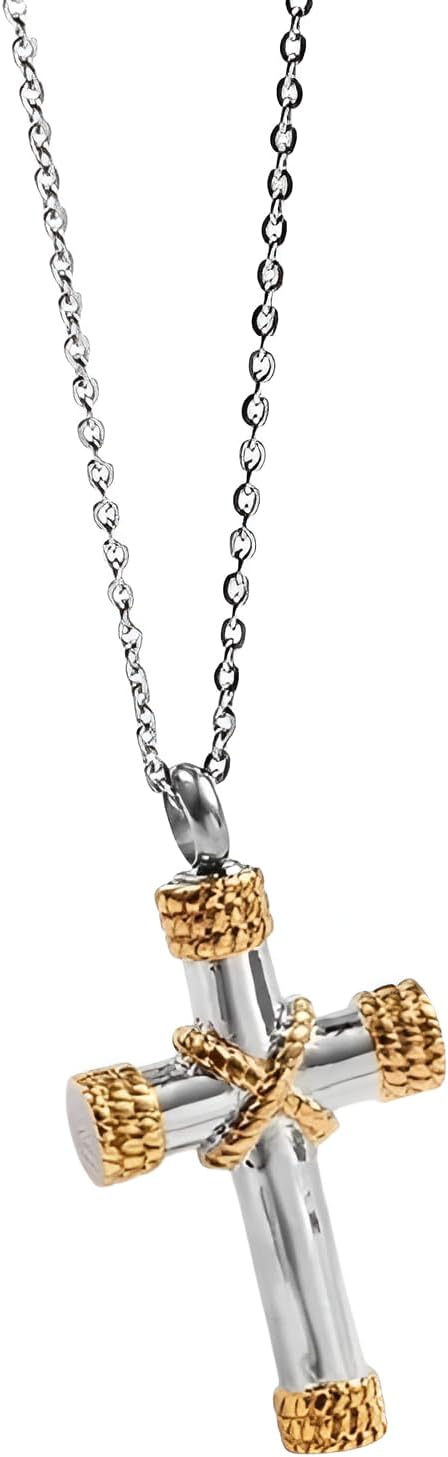 Accessories 925 Sterling Silver Cross Urn Necklace For Women And Men, Rope Winding Cross Urn Pendant Necklace Memorial Jewelry Lord Prayer Cross Ash Necklace, Urn Necklace For Ashes For Men Holiday