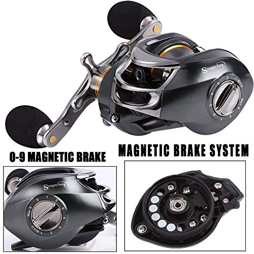 Sougayilang Baitcasting Fishing Reel, 11+1 Shielded Bearings, 18Lb Carbon Fibre Drag, 7.0:1 Baitcsters,Magnetic Brake System Fishing Reel #TOP2