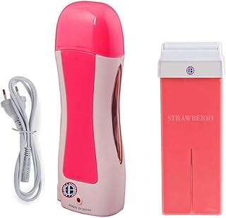 اير لوب اند اكسيسوريز سخان شمع لازالة الشعر من قطعة واحدة وخرطوشة شمع لازالة الشعر الساخن بلون زهري (100 غرام)