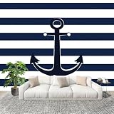 Fotomurale 200x140cm Tema Dell'Ancora sailing Carta da Parati Murale Effetto 3D Tessuti Non Tessuti Marina Muralo per Camera da letto Soggiorno Sfondo TV e Divano