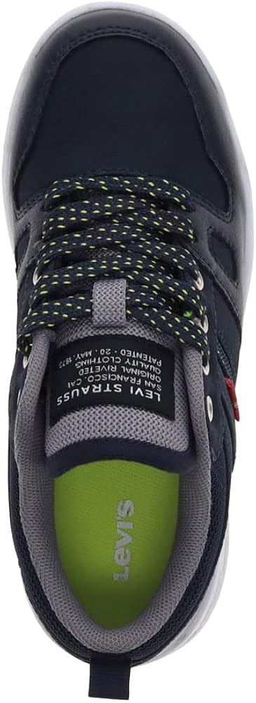  | Levi's Kids BB Lo DF Unisex Fashion Lowtop Skate Sneaker Shoe, Navy/Lime, 6 M | Sneakers