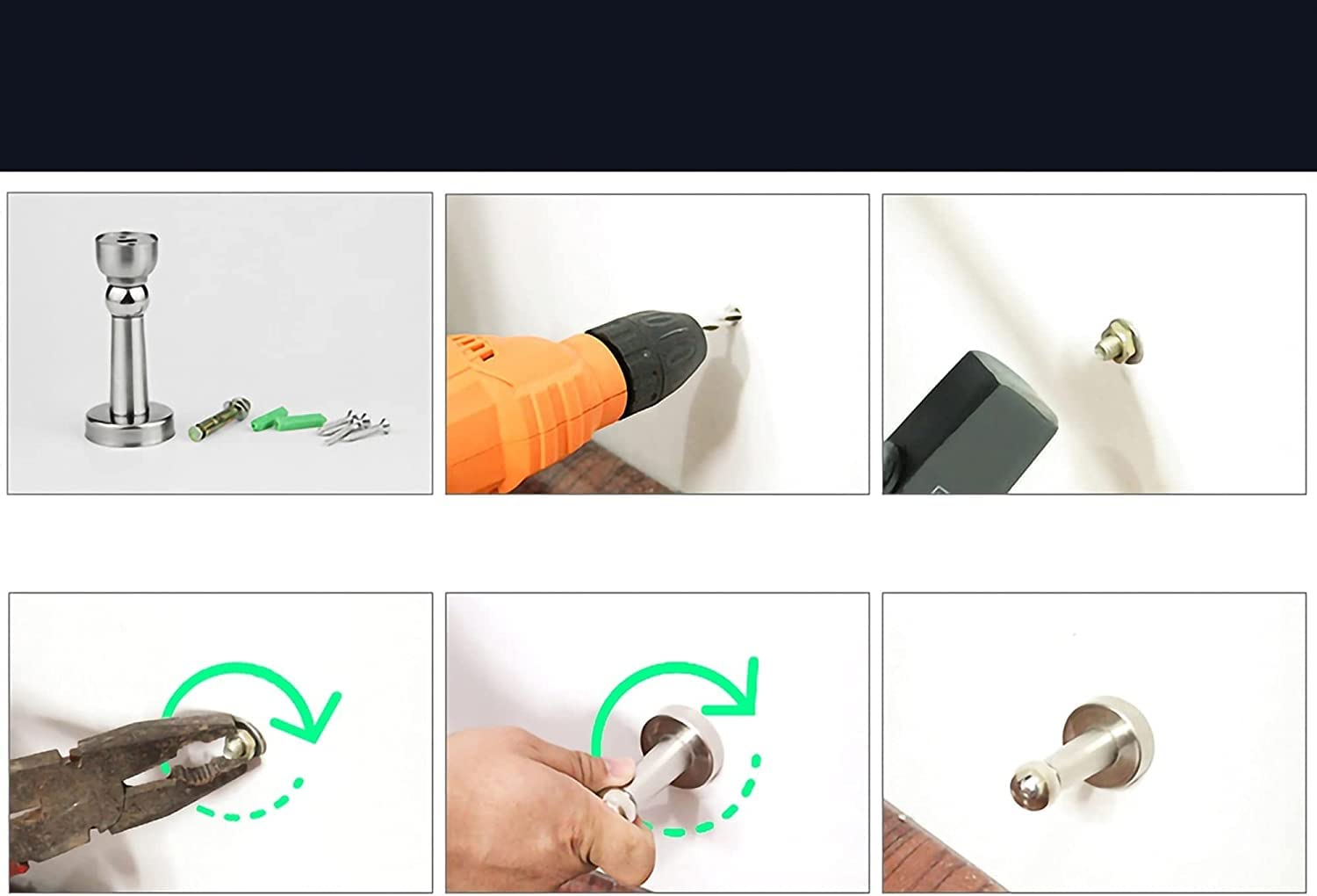 Przystanki drzwi, stoper drzwi, klin klinowy stoper Stopper Stopper ze stali nierdzewnej magnetyczne drzwi szczotkowane satynowe nikiel, magnetyczne przystanki, zamontowany na ścianie podłogowy uchwyt