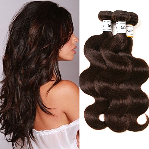 Ornate Hair Dark Brown Bundles Human Hair Brown Bundles Extensions Brown Body Wave Brazilian Hair 3 Bundles Virgin 100% Human Hair Weave Bundles Dark Brown Color #2 (16 18 20 Inch) …