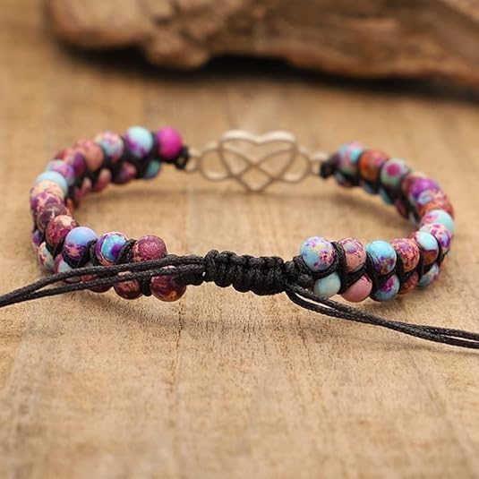 for Daughter for You are Always in Mine Beads“ Bracelet, Natural Emperor Jasper Stone Beaded Wrap Bracelet Duoble Layer for Mind Peace,Bracelet for Daughter (Daughter-Beautiful) - Image 4