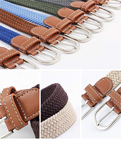 Andongnywell Unisex Elastic Belt Stretch Braided Skinny Woven Jeans Dress Casual Belt Waist Strap Cinch Waistband4