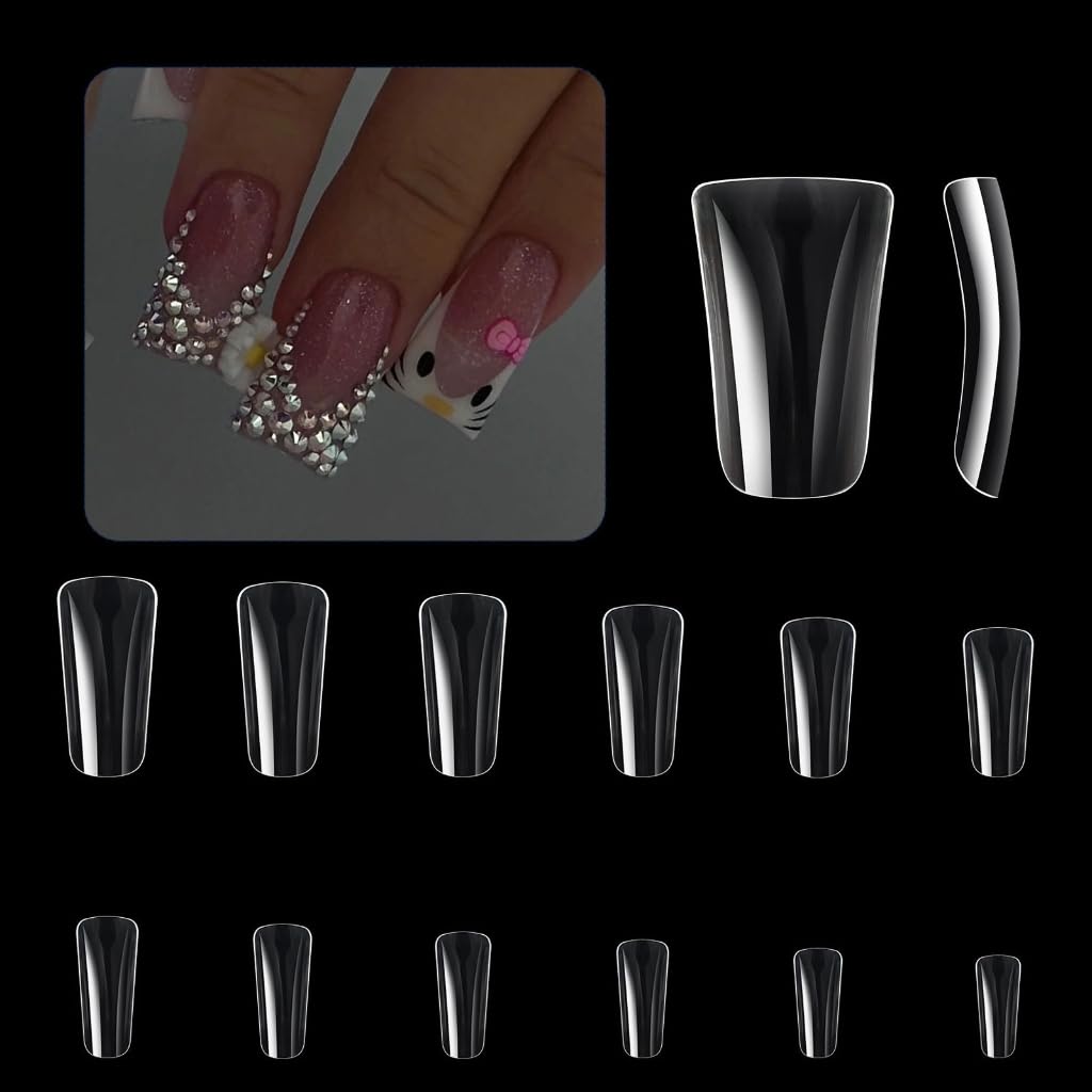 504 Pcs Clear Nails Tips for Nails Extensions Curved Nails Tips Nails Tips Half Covers False Nails