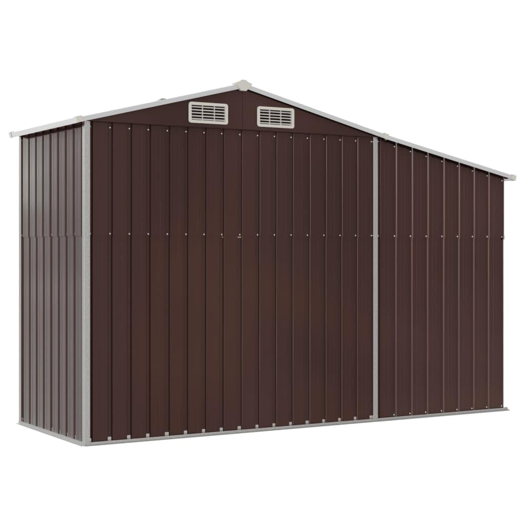 Casetta per attrezzi, marrone, 277 x 93 x 179 cm, in acciaio zincato