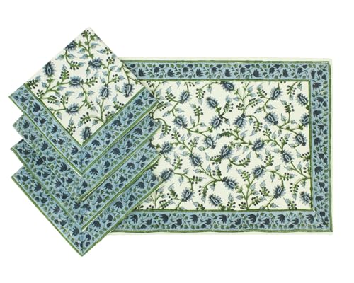 Servilletas de Algodón 14x14 Pulgadas Set de 4 Azul Verde miniatura 5