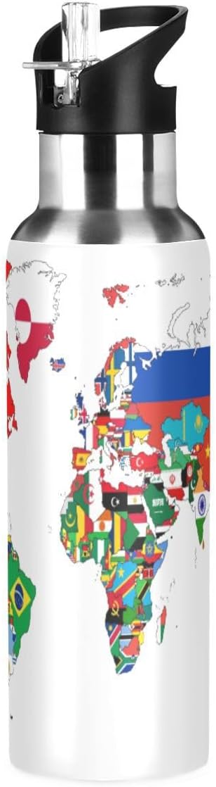 Water Bottle Handle Straw Lid Cheeteh Leopard Print Vacuum Insulated Stainless Steel Water Bottle Leak Proof Sports Coffee Maker Cup