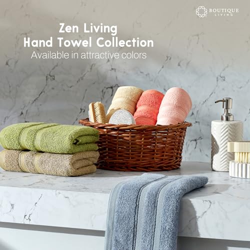 Image of BOUTIQUE LIVING Zen Living Cotton Bamboo 550 GSM Beige Hand Towels (Pack of 2) - Zero Twisted Technology