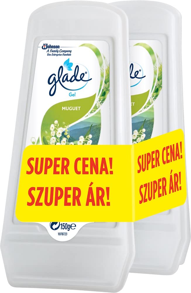 Glade Gel Muguet odświeżacz powietrza w żelu o zapachu konwalii, 1+1 GRATIS, 2x 150 g